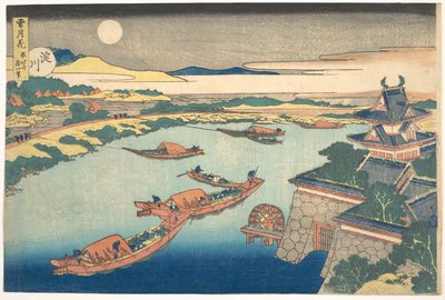Månsken över floden Yodo (Yodogawa), ur serien ”Snö, måne och blommor” (Setsugekka) av Katsushika Hokusai