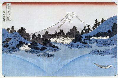 Mount Fuji reflekteras i Lake Misaica, från serien 