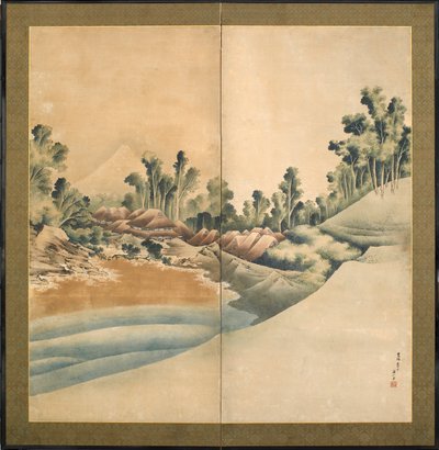 Mount Fuji och Enoshima, Edo-perioden, ca 1825 (bläck och färg på papper) av Katsushika Hokusai