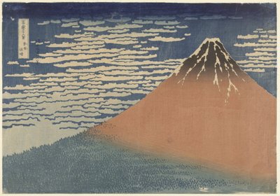 Mount Fuji i klart väder (även känd som Red Fuji), ca 1830 (träblockstryck) av Katsushika Hokusai