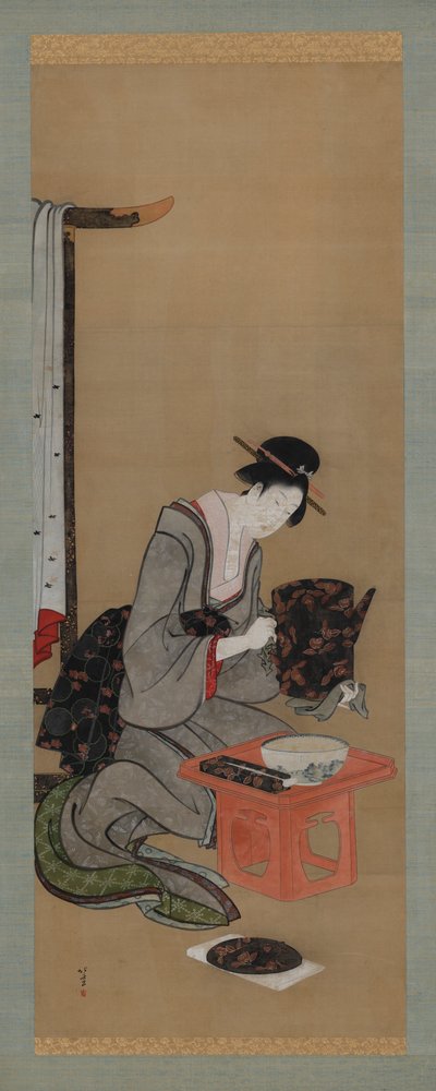 Nyårsanpassad: Smink på nyårsmorgonen, Edo-perioden, ca. 1806-1811. av Katsushika Hokusai