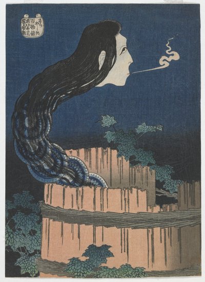 One Hundred Ghost Tales: Sarayashiki, Edo period, 1831-32 (träblock i färg) av Katsushika Hokusai