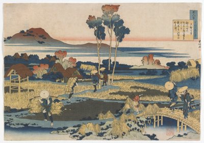 Hundra poeter, en dikt vardera, som förklaras av den våta sjuksköterskan: Emperor Tenji (Tenchi) Edo-period, 1835 (träblock i färg) av Katsushika Hokusai