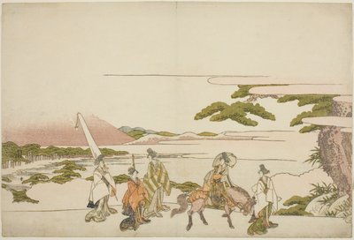Parodi på Ariwara no Narihiras resa österut av Katsushika Hokusai