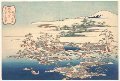 ”Tallar och vågor vid Ryūtō” (Ryūtō shōtō), ur serien ”Åtta vyer över Ryūkyūöarna” (Ryūkyū hakkei) av Katsushika Hokusai