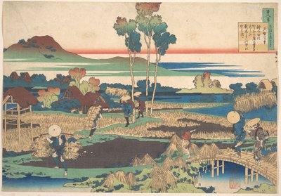 Dikt av Tenchi Tennō, ur serien ”Hundra dikter förklarade av barnsköterskan” (Hyakunin isshu uba ga etoki) av Katsushika Hokusai