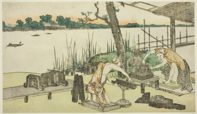 Krukmakare på jobbet - Imado av Katsushika Hokusai