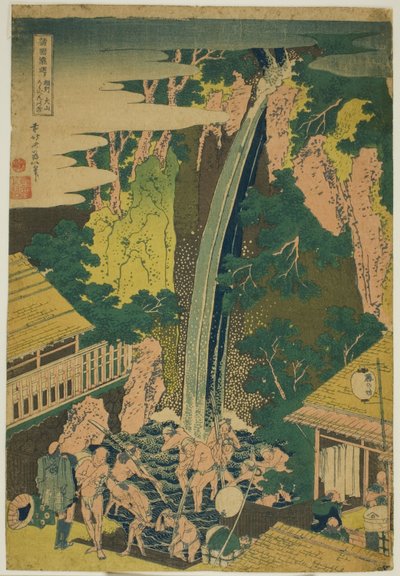 Roben Falls at Oyama i Sagami-provinsen (Soshu Oyama Roben no taki), från serien "A Tour of Waterfalls in Various Provinces (Shokoku taki meguri)" av Katsushika Hokusai