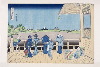 Sazai Hall of the Temple of the Five Hundred Arhats (Gohyaku Rakan-ji Sazaid?) (träblock i färg) av Katsushika Hokusai