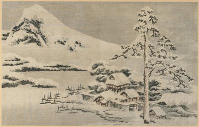 Seaside Village i snön av Katsushika Hokusai