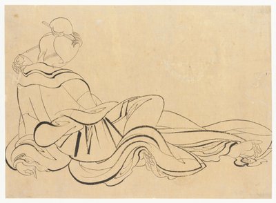 Sittande kvinna kliar sig i huvudet, sent 1700-tidigt 1800-tal. av Katsushika Hokusai