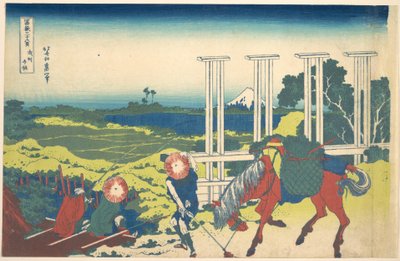 Senju i provinsen Musashi (Bushū Senju), ur serien ”De trettiosex vyerna av berget Fuji” (Fugaku sanjūrokkei) av Katsushika Hokusai