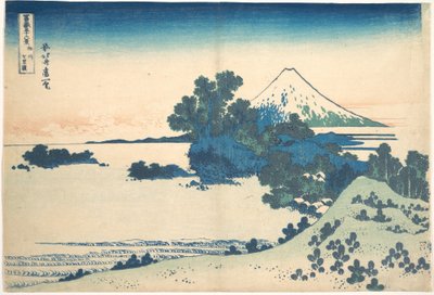 Shichirigahama i Sagami-provinsen (Sōshū Shichirigahama), ur serien ”De trettiosex vyerna av berget Fuji” (Fugaku sanjūrokkei) av Katsushika Hokusai
