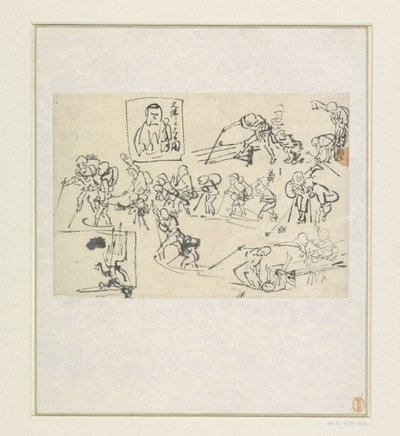 Skisser av Shishi av Katsushika Hokusai