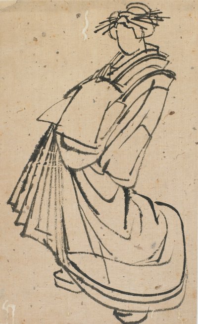 Skiss av en kurtisan, sent 1700-tidigt 1800-tal. av Katsushika Hokusai