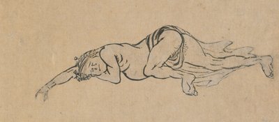 Sleeping Man, sent 1700-tidigt 1800-tal. av Katsushika Hokusai