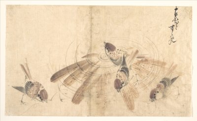 Sparvar av Katsushika Hokusai