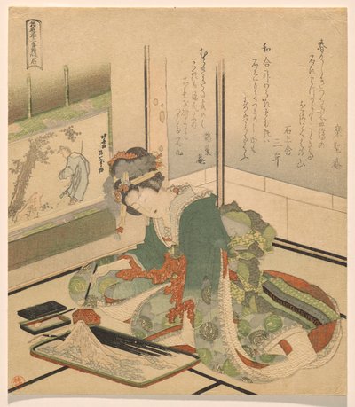 Stone, från serien Three Children av Katsushika Hokusai