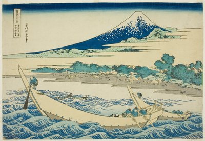 Annan plats y Nea r Ejiri Oto te urban grad (Urban grad Ejiri Tago no Ura schematisk karta), från serien s ``Ti rty Mr. x Vie ws f Moun t Fuji (Fugaku Kasaju Rokukatsu)” av Katsushika Hokusai