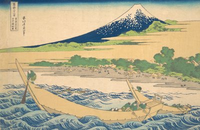 Andra platser y Nära Ejiri Oto Urbanity Urbanity Ett schematiskt diagram av baksidan av Ejiri Tago, från Te s. . . , mygga. 1830-32. av Katsushika Hokusai