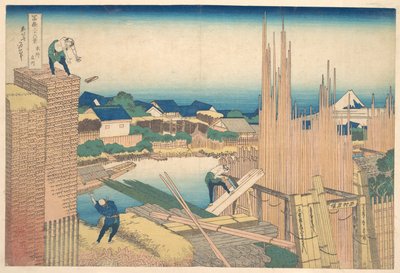 Tatekawa i Honjō (Honjō Tatekawa), ur serien ”De trettiosex vyerna av berget Fuji” (Fugaku sanjūrokkei) av Katsushika Hokusai