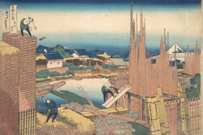Kazuo Tachikawa Honjo Honjo Tachikawa, från seriens trettio gånger vyer av även till Fuji. . . , mygga. 1830-32. av Katsushika Hokusai