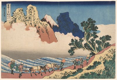 Baksidan av berget Fuji sett från Minobufloden (Minobugawa Urafuji), från serien Thirty-Six Views of Mount Fuji (Fugaku sanjūrokkei) av Katsushika Hokusai