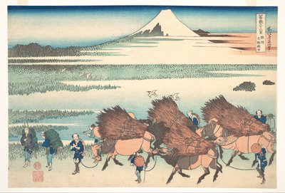 De nya åkrarna vid Ōno i provinsen Suruga (Sunshū Ōno shinden), ur serien ”De trettiosex vyerna av berget Fuji” (Fugaku sanjūrokkei) av Katsushika Hokusai