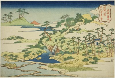 The Sacred Spring on Fortress Mountain (Jogaku reisen), från serien "Eight Views of the Ryukyu Islands (Ryukyu hakkei)" av Katsushika Hokusai