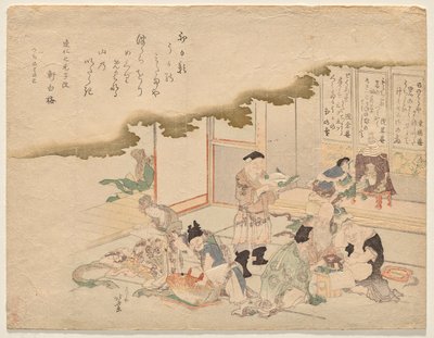 The Seven Gods of Good Fortune (shichifuku-jin) firar det nya året av Katsushika Hokusai
