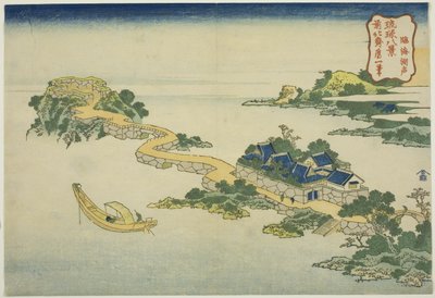 The Sound of the Lake at Rinkai (Rinkai kosei), från serien "Eight Views of the Ryukyu Islands (Ryukyu hakkei)" av Katsushika Hokusai