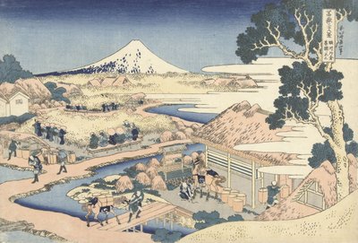 Teplantagen i Katakura i Suruga-provinsen, ca 1830 (träblockstryck) av Katsushika Hokusai