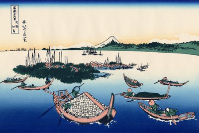 Tsukada Island i Musashi-provinsen, ca 1830 (träblockstryck) av Katsushika Hokusai