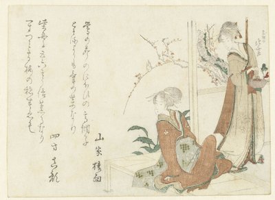 Två kvinnor på verandan av Katsushika Hokusai