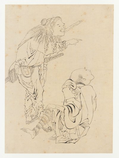 Två jägare, Edo-period, 1800-talet. av Katsushika Hokusai