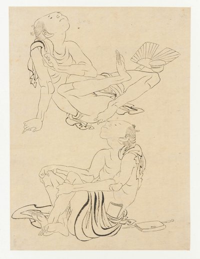 Två män kopplar av på sommaren, Edo-perioden, 1800-talet. av Katsushika Hokusai