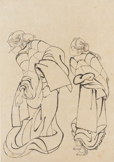Två kvinnor, sent 1700-tidigt 1800-tal. av Katsushika Hokusai