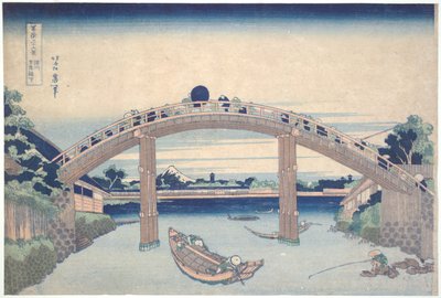 Under Mannen-bron vid Fukagawa, ur serien ”Trettiosex vyer av berget Fuji” av Katsushika Hokusai