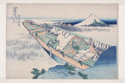 Ushibori i Hitachi-provinsen (Ushibori) (svart träklosstryck) av Katsushika Hokusai