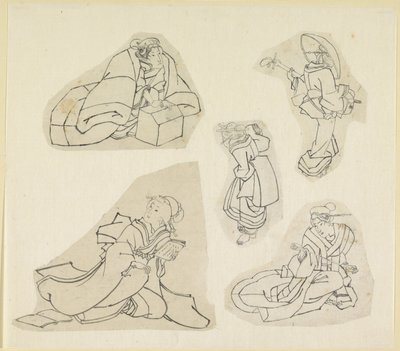 Fem kvinnofigurer av Katsushika Hokusai