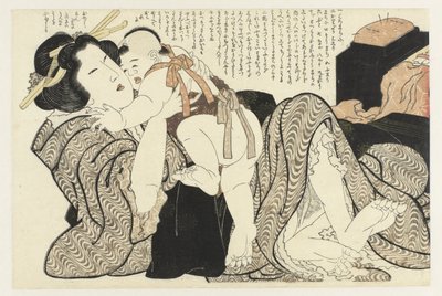 Kvinna med barn The Adonis plant (serietitel) Fukujuso (serietitel) av Katsushika Hokusai