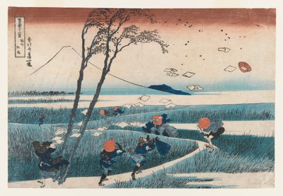 Yejiri Station, provinsen Suruga (träblock i färg) av Katsushika Hokusai