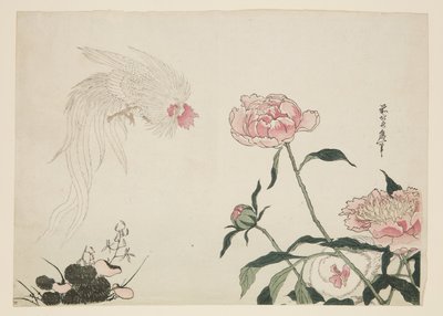 Long tail tuppar bland blommor (träblock i färg) av Katsushika II (fl.1820 50) Taito