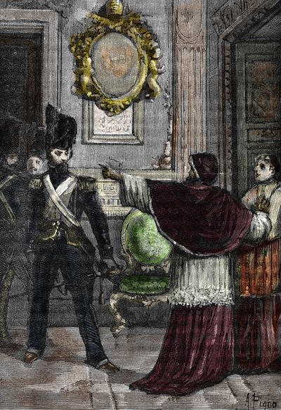 General Radet entführt Papst Pius VII., der im Quirinalspalast eingesperrt ist von 