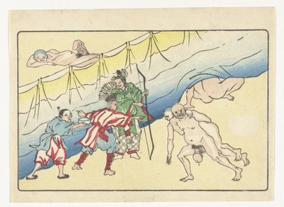 Skytten och nakna män The Big Tail (serietitel) av Kawanabe Kyosai
