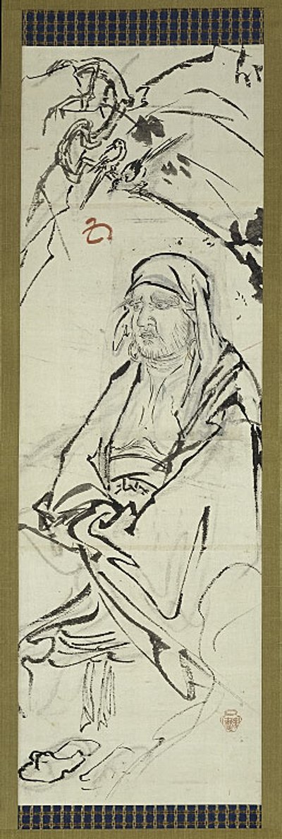 Daruma (Bodhidharma), en av sex skisser av Kawanabe Kyosai