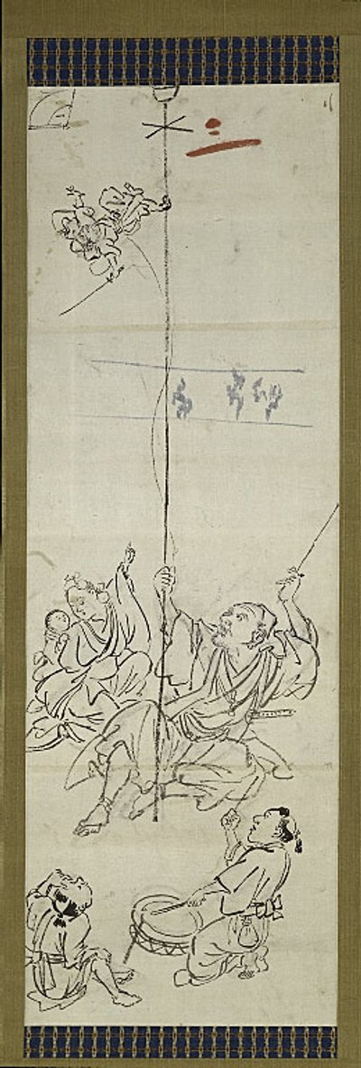 Monkey Trainer, en av sex skisser av Kawanabe Kyosai
