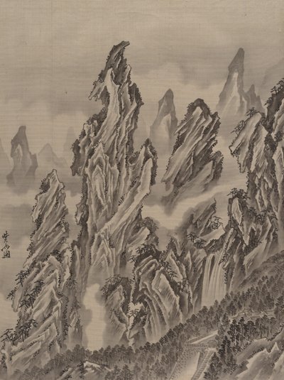 Stenigt landskap, ca. 1887. av Kawanabe Kyosai