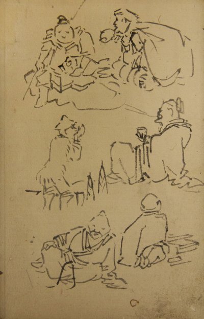 Skisser av östasiatiska legendariska figurer, sent 1800-tal. av Kawanabe Kyosai