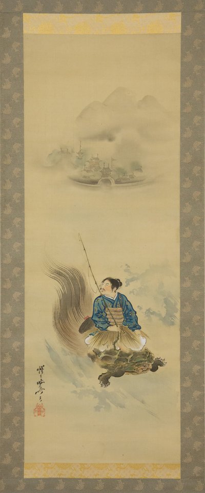 Urashima Taro Rider på en sköldpadda, efter 1888. av Kawanabe Kyosai